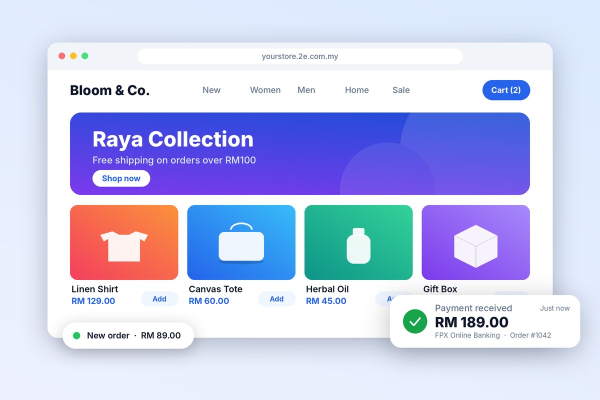 Online store built with the 2E ecommerce system